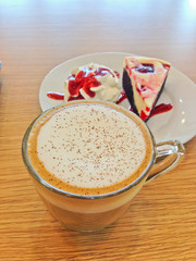 coffee and cake in coffee shop