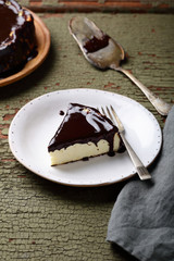 Slice of homemade cheesecake
