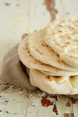 flat bread on wood background