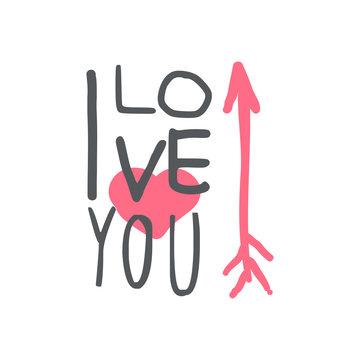 I love you logo template, colorful hand drawn vector Illustration