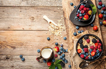 homemade oatmeal with berries