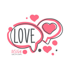 Love logo template, colorful hand drawn vector Illustration