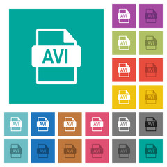 AVI file format square flat multi colored icons