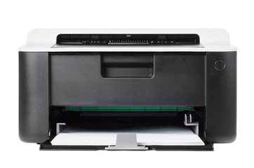 Compact laser home printer isolated on white background