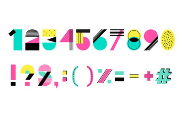 Vector creative symbols and numbers for summer Alphabet