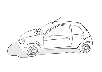 Fototapeta premium Sketch of car on white background. Vector illustration.