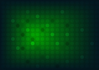Abstract green background with circles and wide blurry light spot
