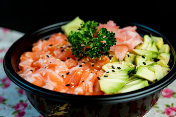 japanese food Mix Sashimi Chirashi Rice Bowl