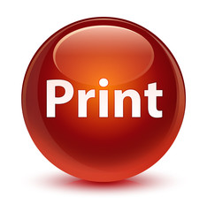 Print glassy brown round button