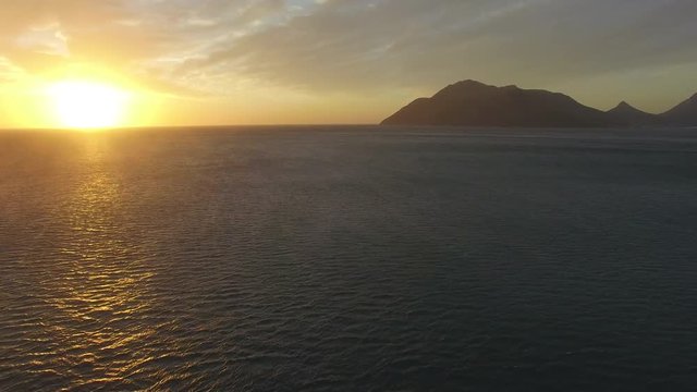 Aerial of Orange Sunset in Cape Town