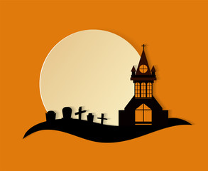 Obraz premium Paper art. Happy halloween card. Vector cut style illustration