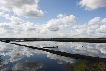 Clouds Reflected in Peat Fields