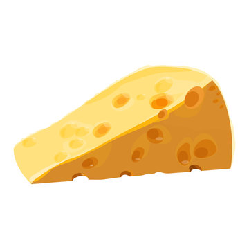 Swiss cheese piece with large holes vector illustration isolated on white