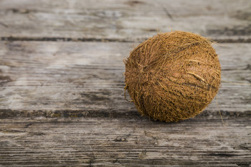 Coconut on a wooden table