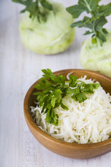 Salad with kohlrabi.