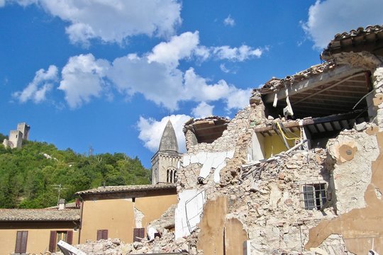 Rubble of the earthquake in the Marche Region
