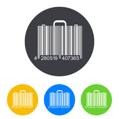 Icono plano codigo de barras maletin en circulo varios colores