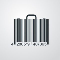 Icono plano codigo de barras maletin en fondo degradado