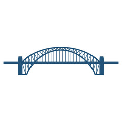 Sydney Harbour Bridge flat blue icon isolated on white