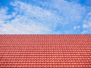 roof tiles patterns with blue sky and clouds