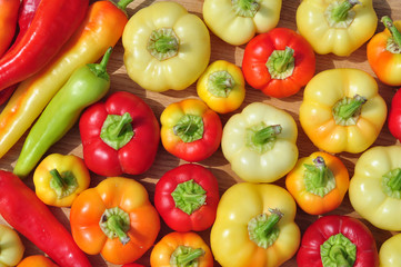 Assorted colorful bell peppers, organic healthy food 