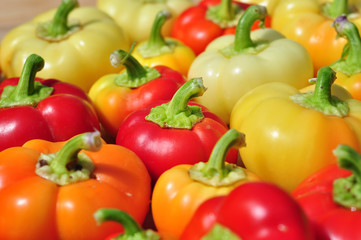 Assorted colorful bell peppers, organic healthy food 