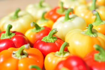 Fototapeta na wymiar Assorted colorful bell peppers, organic healthy food 