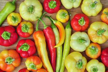 Fresh, organic, colorful peppers