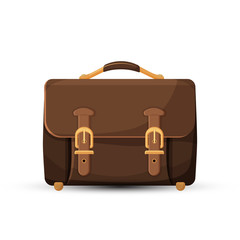 Icon of brown leather briefcase isolated on white