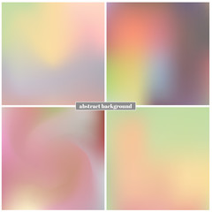 Set of blurred vector backgrounds. Abstract color illustration. Rainbow. Holographic.