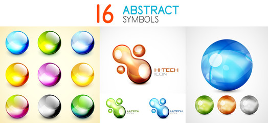 Collection of bubbles and sphere symbols