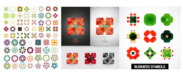 Set of ornamental geometric flowers