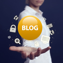 Business button blog network web communication