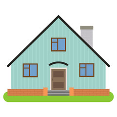 Private house with chimney on a white background. Vector illustration.
