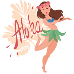 Naklejka na ściany i meble aloha hawaii girl summer time 