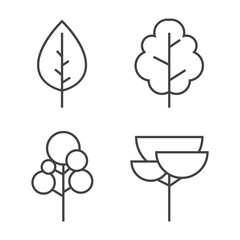 Set of vector line Trees. Forest creative icons