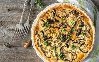 Homemade pie with mushrooms