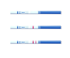 Pregnancy Tests Set. Positive and Negative Result. Examination test pregnant woman. Vector