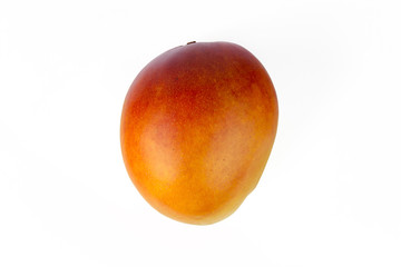 Ripe mango with leaf isolated white background