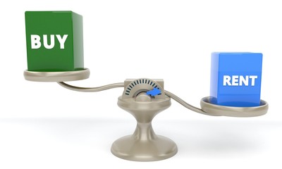 Rent and buy concept, 3d