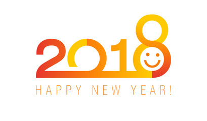 2018 red classic new year banner. Greeting holiday vector card of 2018 New Year with Santa's smiling face in number 8