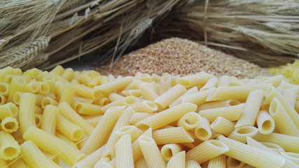 wheat and pasta in a table