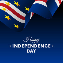 Banner or poster of Cape Verde independence day celebration. Waving flag. Vector illustration.