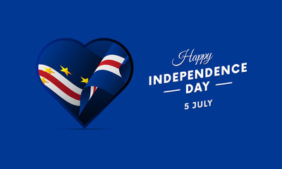 Banner or poster of Cape Verde independence day celebration. Waving flag. Vector illustration.