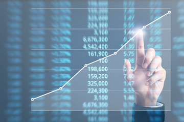 Analysing illustrated chart stock market financial data on  screen
