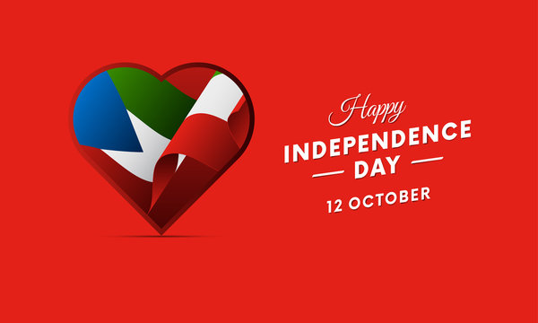 Banner or poster of Equatorial Guinea independence day celebration. Waving flag. Vector illustration.