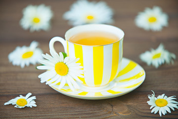Obraz na płótnie Canvas porcelainl cup with green tea on table