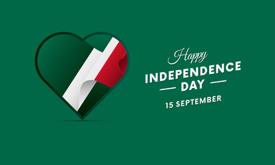 Banner or poster of Mexico independence day celebration. Waving flag. Vector illustration.