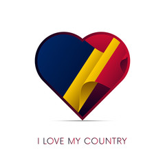 Chad flag in heart. I love my country. sign. Vector illustration.