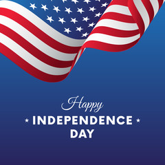Banner or poster of USA independence day celebration. Waving flag. Vector illustration.